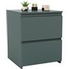 Vida Designs Denver - Comodino grande con 2 cassetti, per camera da letto, moderno, 48 x 39,5 x 39,5 cm (altezza x larghezza x profondità) (verde diaspro)