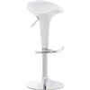 CLP Sgabello Design Saddle In Plastica I Sgabello Penisola Cucina Con Poggiapiedi I Sgabello Girevole Regolabile Alt. 60-81 CM, Colore:bianco