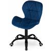 NMK HOME Sedia Ufficio Ergonomica Regolabile Velluto Blu Navy | schienale ergonomico, base cromata, ufficio casa, morbida imbottitura, sedia girevole, sedia con ruote