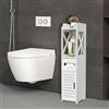 Supfine Armadietto da bagno, piccolo mobile portaoggetti per WC, mobile di stoccaggio, scaffale regolabile, supporto per carta igienica (20 x 20 x 80 cm, classico, bianco)