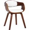 CLP - Sedia "Kingston" per ospiti, con schienale avvolgente e imbottitura, facile da pulire, con rivestimento in similpelle e struttura in legno, colore: noce e bianco