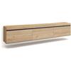 Skraut Home | Mobile TV Soggiorno | Ampio spazio a disposizione | 240x45x35 cm | Sospeso, da appendere | Stile moderno | Rovere
