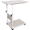 Rogowsen Tavolo per computer portatile, comodino in legno d'acero bianco con ruote, tavolino mobile regolabile in altezza, adatto per soggiorno, studio, ufficio, sala riunioni, aula, camera da letto