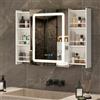 YU YUSING Specchio Bagno Contenitore a 6 Ripiani 55x70x16cm, Mobile Bagno con Specchio a LED, Armadietto Bagno Sospeso Scorrevole, 3 Colori Regolabili, Display dell'Ora, Antiappannamento, Bianco