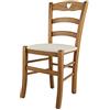 t m c s Tommychairs - Sedia modello Cuore per cucina bar e sala da pranzo, robusta struttura in Legno di faggio color rovere e seduta rivestita in tessuto colore avorio