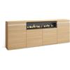 Skraut Home | Credenza, Mobile, Cucina | Madia, mobile ingresso | 200x75x35cm | 4 Porte | Camino elettrico | Stile moderno | Rovere soft e bianco