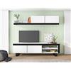 Skraut Home - Soggiorno IDEM - Set di mobili - Unità a parete - Mobile basso TV - Sala da pranzo, Set da soggiorno Colore Bianco/Nero - Stoccaggio stile moderno 200 x 180 x 40 cm