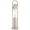 Baroni Home Scopino per WC con Porta Carta Igienica, Linea Dotty Portascopino Bagno color Tortora in Metallo Resistente, 20x20x80 cm