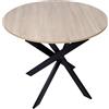 Skraut Home | Tavolo da pranzo fisso rotondo | Modello ZEN | 90x90x77 cm di altezza | Capacità per 4 persone | Materiali resistenti (90cm, Rovere + Gambe Nere)