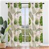 Odot Tende per Interni in Voile 2 Pannelli con Occhielli, Tende Semi Trasparenti Stampa Foglia di Palma Verde Tende Finestre per Soggiorno Cucina Cameretta Balcone (Piante Tropicali 4,140x275cm)
