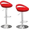HOMCOM Set 2 Sgabelli da Bar Alti, Sgabelli Girevoli a 360°, con Schienale e Poggiapiedi, Altezza Regolabile, Base in Acciaio, per Sala da Pranzo e Cucina, 46x41x76-96cm, Rosso