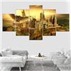 sanzx Wall Art Stampa Poster 5 Pezzi Harry Potter Poster Scuola Hogwarts Castle Picture Home Decoration Tela Pittura Soggiorno Frameless 30 * 40 * 2 30 * 60 * 2 30 * 80Cm Personalizzabile