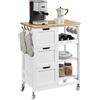 Yaheetech Carrello Cucina con Ruote 67x37x84,5 cm 3 Cassetti e 3 Ripiani | Carrello Multifunzionale Mobiletto Cucina Salvaspazio Scorrevoli Struttura Resistente Ampio Spazio Bianco