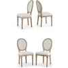 VONLUCE Set di 4 Sedie da Pranzo Imbottite in Tessuto con Schienali Rotondi e Gambe in Legno di Gomma 4pcs Sedie Vintage in Peluche Stile Francese per Soggiorno Camera da Letto, Beige (Beige 4PCS)