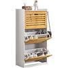 SoBuy Scarpiera con 3 ribalte Scarpiera con 6 ripiani Portascarpe salvaspazio regolabili Naturale, FSR108-WN
