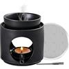 Solinorex Lampada a Olio Profumato 2 in 1, Bruciatore Oli Essenziali con Filtro e Ciotola, Candela Ceramica Diffusore a Candela Bruciatore, Lampade Aromaterapia, per Camera da Letto e Soggiorno, Nero