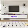 Soweiz Mobile TV, finitura lucida, con illuminazione a LED a 16 colori, montaggio a parete, design minimalista con vano portaoggetti, 180 L x 35 L x 30 H cm (nero + bianco)