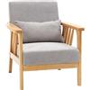 HOMCOM Poltrona Moderna con Rivestimento Vellutato e Struttura in Legno, Poltroncina da Camera e Salotto con Cuscino Extra, 68x75x78cm, Grigio
