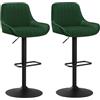 WOLTU Sgabelli Cucina Set di 2 con Schienale e Braccioli, Sedie da Bar Girevoli, Altezza Regolabile, in Velluto di Latte, per Cucina, Bar, Ristorante, Verde Scuro