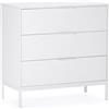 HOMN LIVING Cassettiera Auri a 3 cassetti, Bianco, 80 cm (Larghezza) 40 cm (profondità) 80 cm (Altezza)