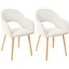 Goeurvant Set di 2 Sedie per Sala da Pranzo Cord Beige con Gambe in Legno, Sedia con Braccioli per Cucina, Poltrona con Braccioli, Sedia da Cucina, Sedia da Soggiorno per Cucina e Soggiorno