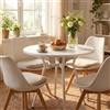 JIJIAN Tavolo da Pranzo Rotondo per 2 o 4 Persone, Tavolo da Cucina Piccolo 80 x 80 x 75 cm, Gambe in Metallo, ideale per Piccoli Appartamenti, Cucina, Sala da Pranzo, Balconi e Giardini, Bianco