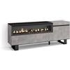 Skraut Home | Mobile TV Soggiorno | Ampio spazio a disposizione | 150x57x35cm | Per TV fino a 65 | Camino elettrico | Design industriale | Stile moderno | Cemento