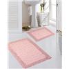 CARPETIA Set Tappeti Bagno 2 Pezzi Design Pietre Antiscivolo Lavabile - Rosa Größe 50x60cm + 60x100 cm