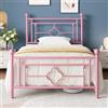 MUTICOR Letto in metallo 90x200 cm con testiera e pediera, Rosa