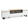 Skraut Home | Mobile TV Soggiorno | Ampio spazio a disposizione | 200x57x35cm | Per TV fino a 80 | Camino elettrico | Design industriale | Stile moderno | Bianco e Rovere soft