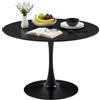 GOKHOMX Tavolo da pranzo rotondo nero di 110 cm di diametro per 4-6 persone, moderno tavolo da pranzo rotondo, nero, tavolo da pranzo con gamba in metallo, tavolo rotondo per cucina, sala da pranzo