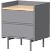 Vicco Comodino camera da letto Velina, Grigio, 48 x 58 cm | con 2 cassetti, per riporre libri e oggetti di uso quotidiano