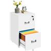 Yaheetech Schedario Portadocumenti da Ufficio con Serratura 2 Cassetti Mobiletto Rimovibile con Ruote Fissabili Cassettiera per Documenti in Formato A4 Soggiorno Studio 40 X 40 X 65 cm Bianco