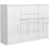 meble masztalerz Cassettiera Camera da Letto con 2 Ante e 4 Cassetti - Credenza Soggiorno - Moderna Comò - Cassettiera Alta - Mobiletto con Cassetti -Bianco con Frontale Lucido 120,4 x 101,5 x 39 cm