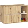 AKORD Mobile Bagno Sospeso con Lavabo - Mobile Lavabo Bagno 90 cm, 2 Cassetti - Moderno, Versatile - Per Montaggio a Parete - Vani Aperti - 90x60x45,5 cm - Rovere Artisan & Cashmere