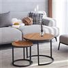 HJhomeheart Set di 2 Tavolini Rotondi a Incastro, Tavolini da Caffè, Grandi: 60 x 60 x 45 cm, Piccoli: 40 x 40 x 35 cm, Marrone Scuro