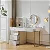 HYSZ Set da toeletta con specchio illuminato a LED, piano in vetro temperato, lato toeletta e armadio, mobili eleganti, bianco, dimensioni: 120 x 45 x 115 cm (senza sgabello)