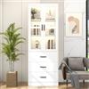 FOERPL Vetrina espositrice per collezioni con luce, vetrina in vetro con anta e 3 cassetti 200 x 60 x 40 cm 16 colori mobili vetrine da soggiorno in vetro con ripiani regolabili armadio a libri(A, bianco)