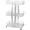 XIAGJAO Carrello portaoggetti in metallo con ruote bloccabili, a 3 ripiani, carrello portaoggetti da bagno, organizer per tatuaggi, manicure, strumenti facciali (colore: argento)