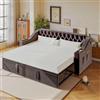 Trdlpyn Divano Letto Estraibile 90/180 x 190 cm, Divano Letto Imbottito con Porta USB e Tasche, Vano portaoggetti Integrato nei Braccioli, Rete a doghe, Tessuto in Velluto, Grigio(Materasso non incluso)