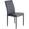milani home - sedia da pranzo in ecopelle, grigio scuro, struttura in acciaio, 41 x 50 x 91 cm