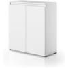 Terraneo mobile multiuso con 2 ante, maniglia a gola e 3 ripiani regolabili, finitura bianco opaco - Mobile basso contenitore pratico da 80x37x102 cm per ogni ambiente