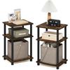 Furinno JUST Tavolino laterale set di 2, 3-Tier Tavolini da salotto, Ripiani aperti Comodino, Comodino, Montaggio senza attrezzi, per soggiorno, camera da letto, Pino Ambra