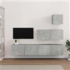 KTHLBRH Mobile TV a parete Mobili da salotto moderni Mobili multimediali Set di Mobili Porta TV 4 pz Grigio Cemento in Legno Multistrato Adatto per camera da letto, soggiorno