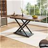 Wyibwy Tavolo allungabile sala da pranzo 120-160×80, tavolo da cucina salvaspazio, gambe di ferro incrociate nere, tavolo allungabile, mobile soggiorno, noce+nero