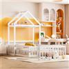 Huayz Montessori, letto singolo da pavimento, 90 x 200 cm, con rete di sicurezza, rete a doghe, tetto, letto in legno, per ragazzi, in legno di pino, senza materasso (bianco)