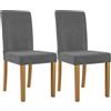 CLP Sedia da Pranzo Set di 2 Rivestita con Schienale INA, Sedia da Cucina in Velluto a Coste, Struttura Stabile in Legno, Colore:Grigio, Colore del Telaio:Antico Chiaro