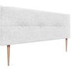 DHOME Testiera in lino naturale con bottoni e gambe in legno Testiera imbottita letto camera da letto moderna TOP TRENDING (Lino Bianco, 160x105cm (150/160))