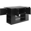 Senmate Isola Cucina Moderna con Tavolo Pieghevole, Armadio Multifunzione Nero Opaco - Design Compatto per Piccoli Spazi, Cassetti Organizzatori e Ripiani Regolabili, Struttura in MDF Resistente