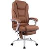 CLP Sedia da ufficio ergonomica Pacific con inserti in vera pelle e funzione massaggio, sedia girevole regolabile in altezza, portata 150 kg, Colore:marrone chiaro